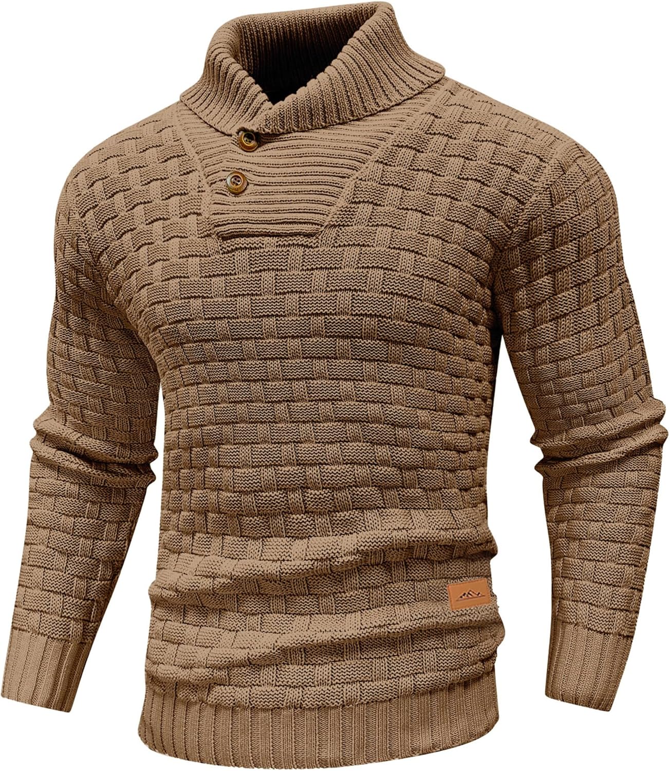Mens Pullover Shawl Collar Long Sleeve Turtleneck Sweater