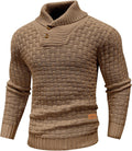 Mens Pullover Shawl Collar Turtleneck Cable Knit Sweater