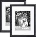 16x20 Picture Frame Matted to 11x14 Set of 2 - Distressed Black