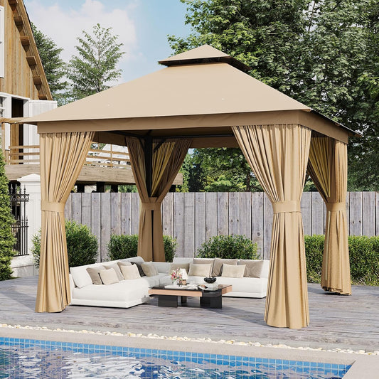 AOXUN Outdoor Gazebo for Patio 10x10 with Double Roofs