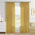 Mustard Yellow Linen Curtains Pinch Pleated 84 in - Soft Light