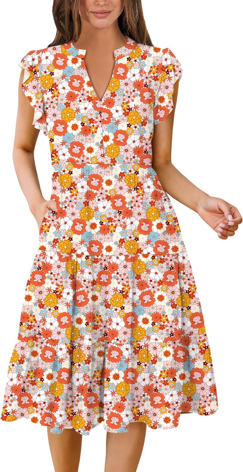 Stylish ANRABESS Womens Summer Dress with Ruffle Sleeves