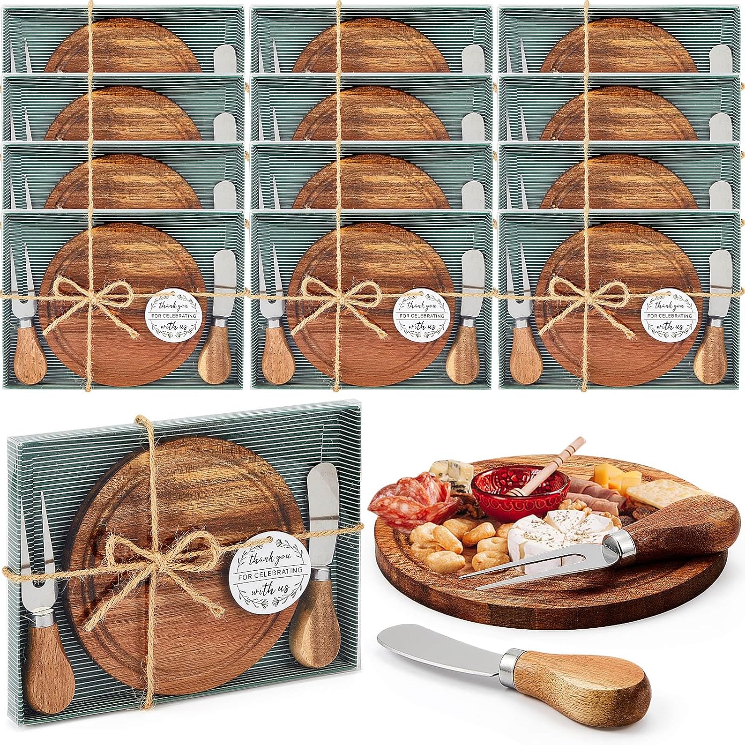 Maxcheck 12 Sets Baby Shower Game Prizes Round Cheese Board Set