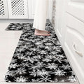 Black Snowflake Winter Kitchen Rug Sets [2 PCs] - Cushioned
