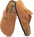 Women's Suede Clogs Slip-On Mules - Cushioned Arch Support