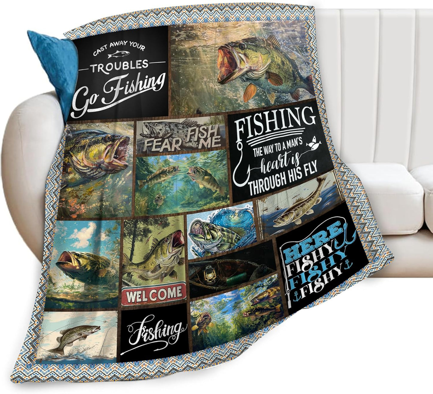 Cozy Bass Fishing Blanket - Perfect Gift for Fisherman!
