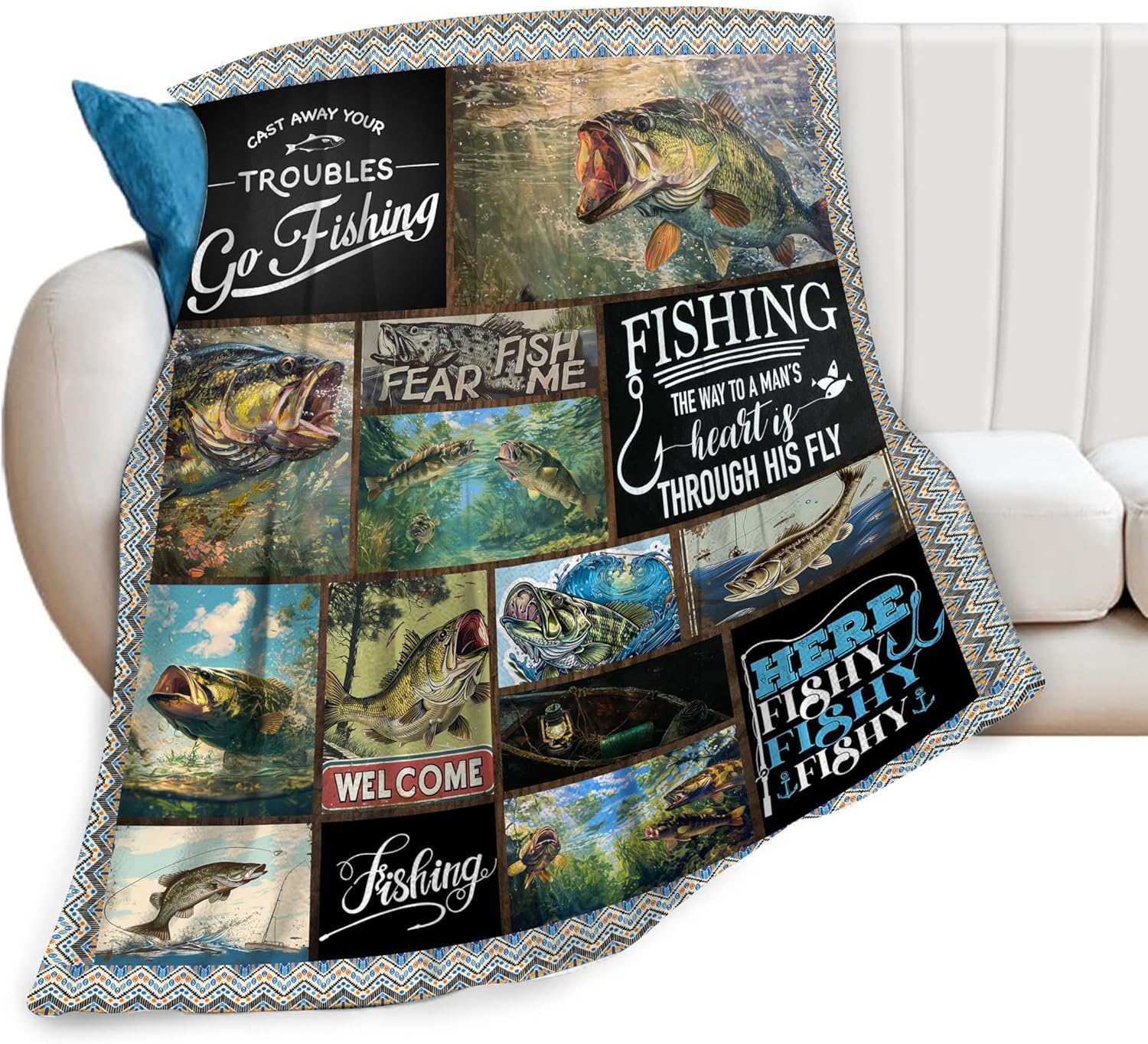 Cozy Bass Fishing Blanket - Perfect Gift for Fisherman!