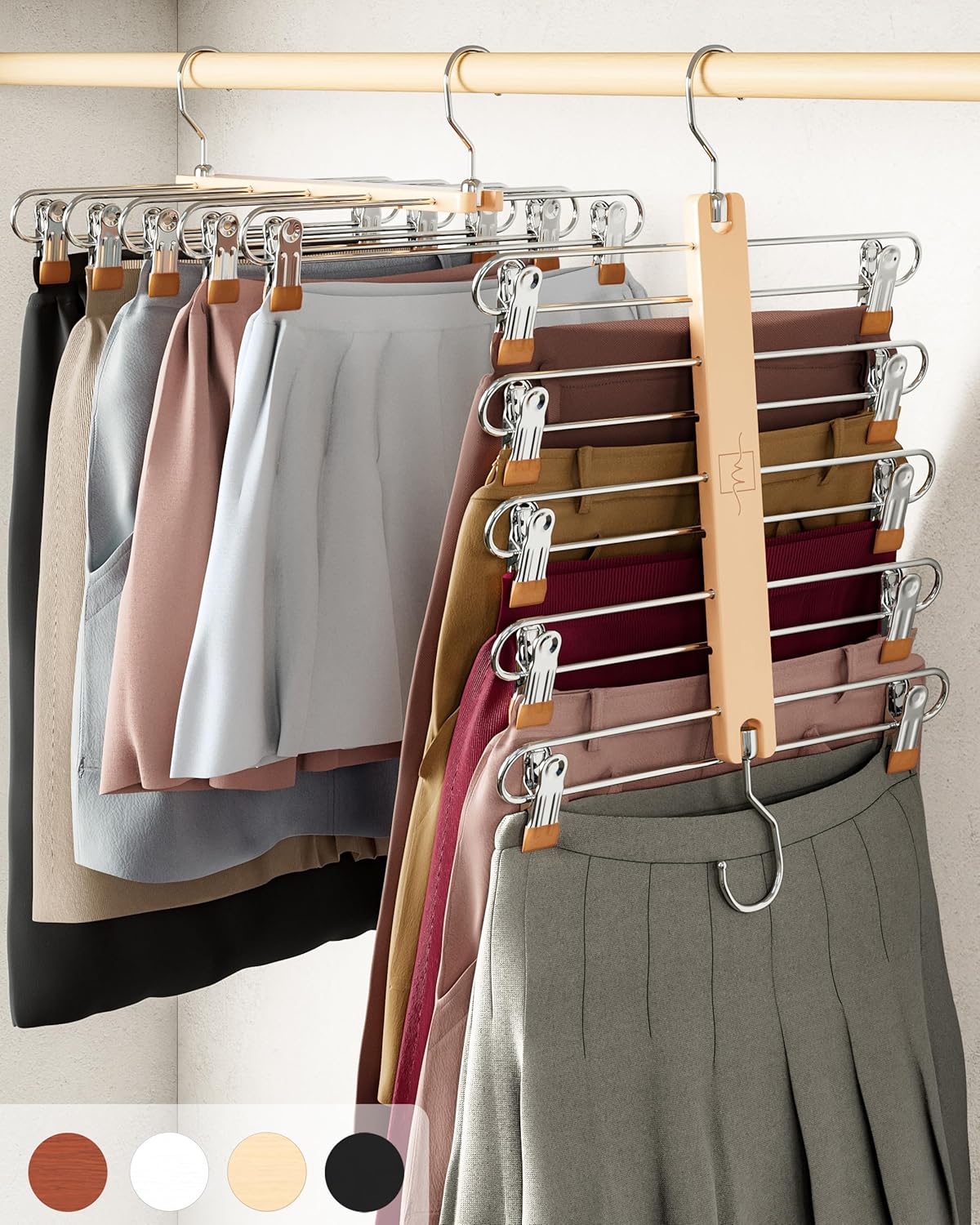 MORALVE Skirt Hangers Space Saving with Clips - 5-Tier Design