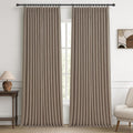 Dark Flax Heavy Burlap Room Darkening Curtains 96 in - Rustic Blackout