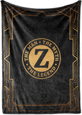 Initial Mens Blanket Throw - Soft 300gsm Flannel Gift for Him
