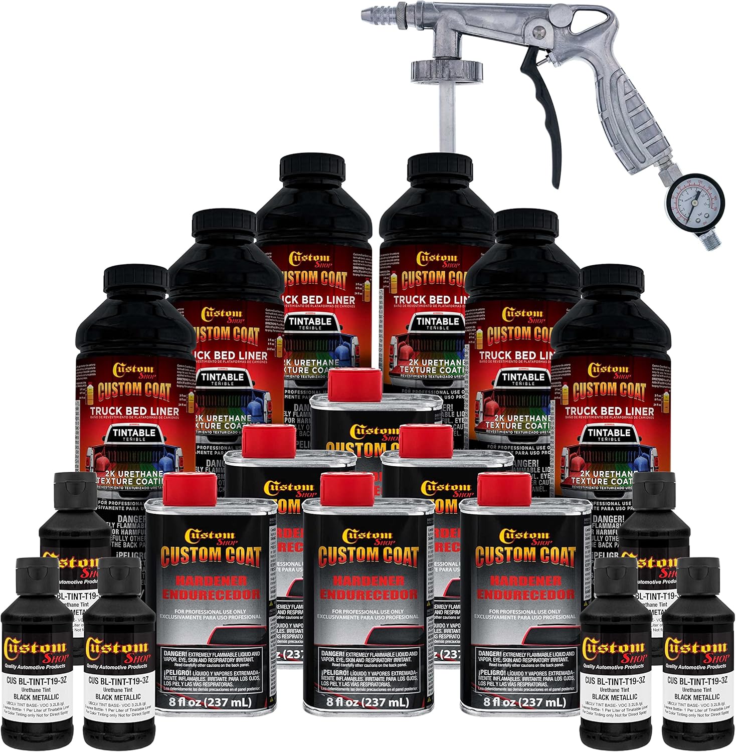 Custom Coat Black Metallic 1.5 Gallon Truck Bed Liner Kit