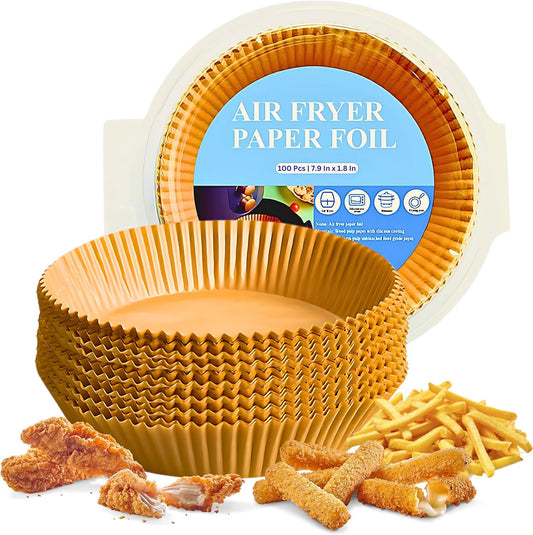 100-Pack Non-Stick Air Fryer Liners - Crispy & Easy Cleanup