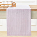 Linen Striped Table Runner 14 x 120 in Pink and White - Narrow Stripe