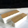 White Cord Organizer Box | Hide Power Cords | Set of 2