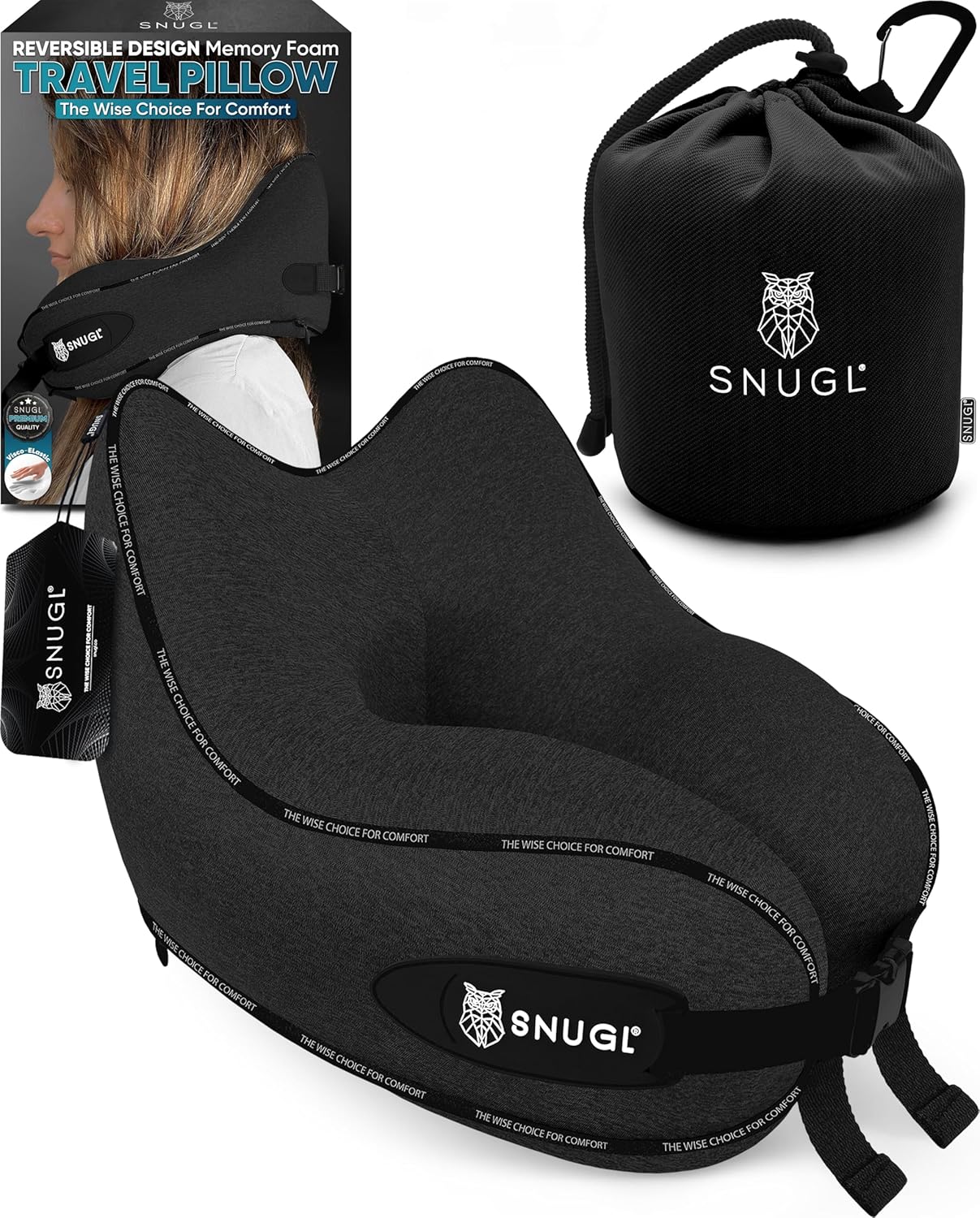 SNUGL Travel Pillow for Neck Support - Ultimate Comfort on Flights