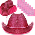 12 Pcs Sparkly Adults Cowboy Hat Set with Bandanas - Party Ready