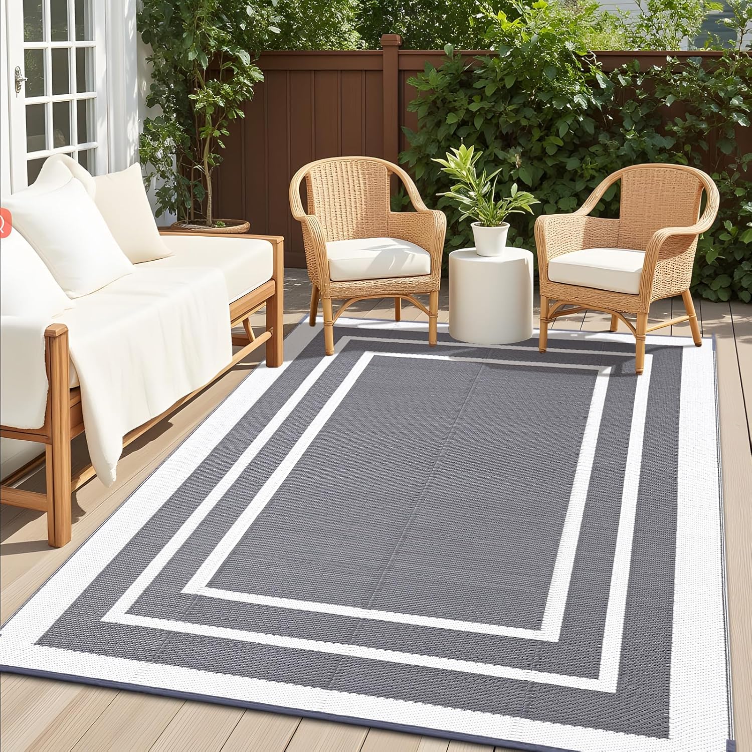 OLANLY Outdoor Rug 9x12 ft Waterproof for Patio and Camping