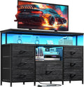 Dresser TV Stand for 55 in TV with LED Lights & Power Outlets