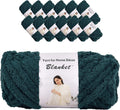 Chenille Chunky Yarn Arm Knitting Thick Bulky DIY - Dark Green 12-Pack