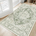 LIVEBOX Washable Area Rug 3x5 - Vintage Tribal Sage Low-Pile Rug