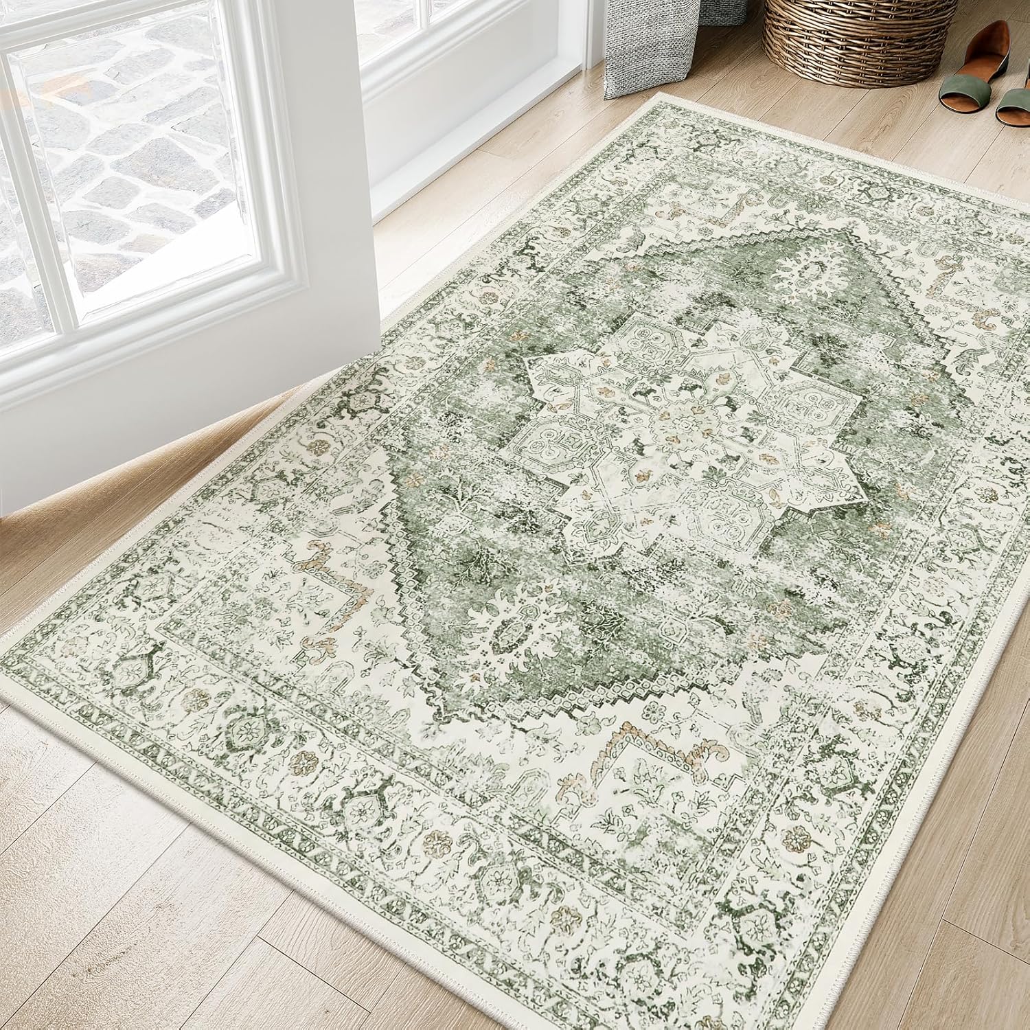 LIVEBOX Washable Area Rug 3x5 - Vintage Tribal Non-Slip Design