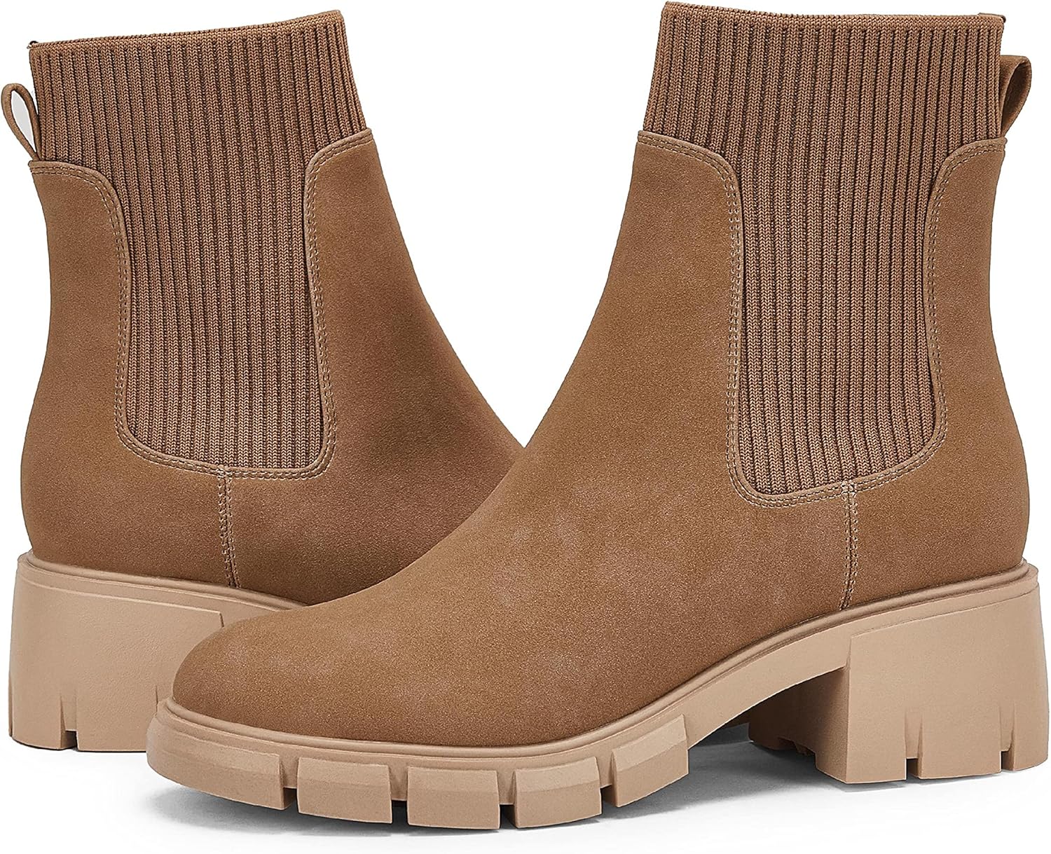 Ruanyu Womens Platform Ankle Boots with Chunky Block Heels