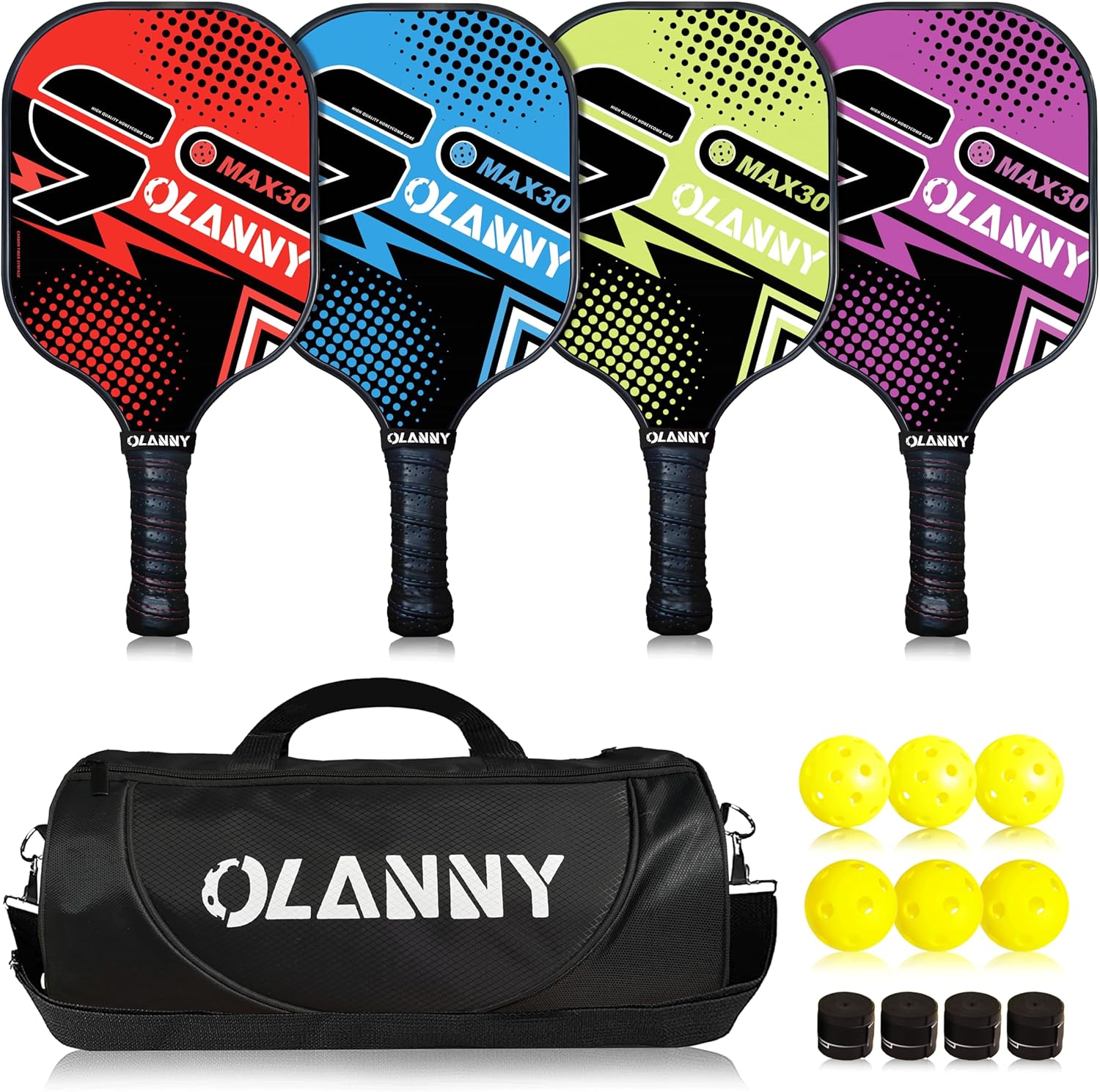 Graphite Pickleball Paddles Set with Premium Rackets and Balls