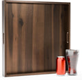 20 Inch Acacia Wood Square Ottoman Tray for Stylish Serving