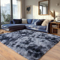 Ultra Soft Tie-Dyed Black Fluffy Rug for Bedroom 5x7 ft