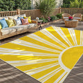 Outdoor Indoor Area Rug Boho Sun Washable Patio Rug - Soft, Non-Slip