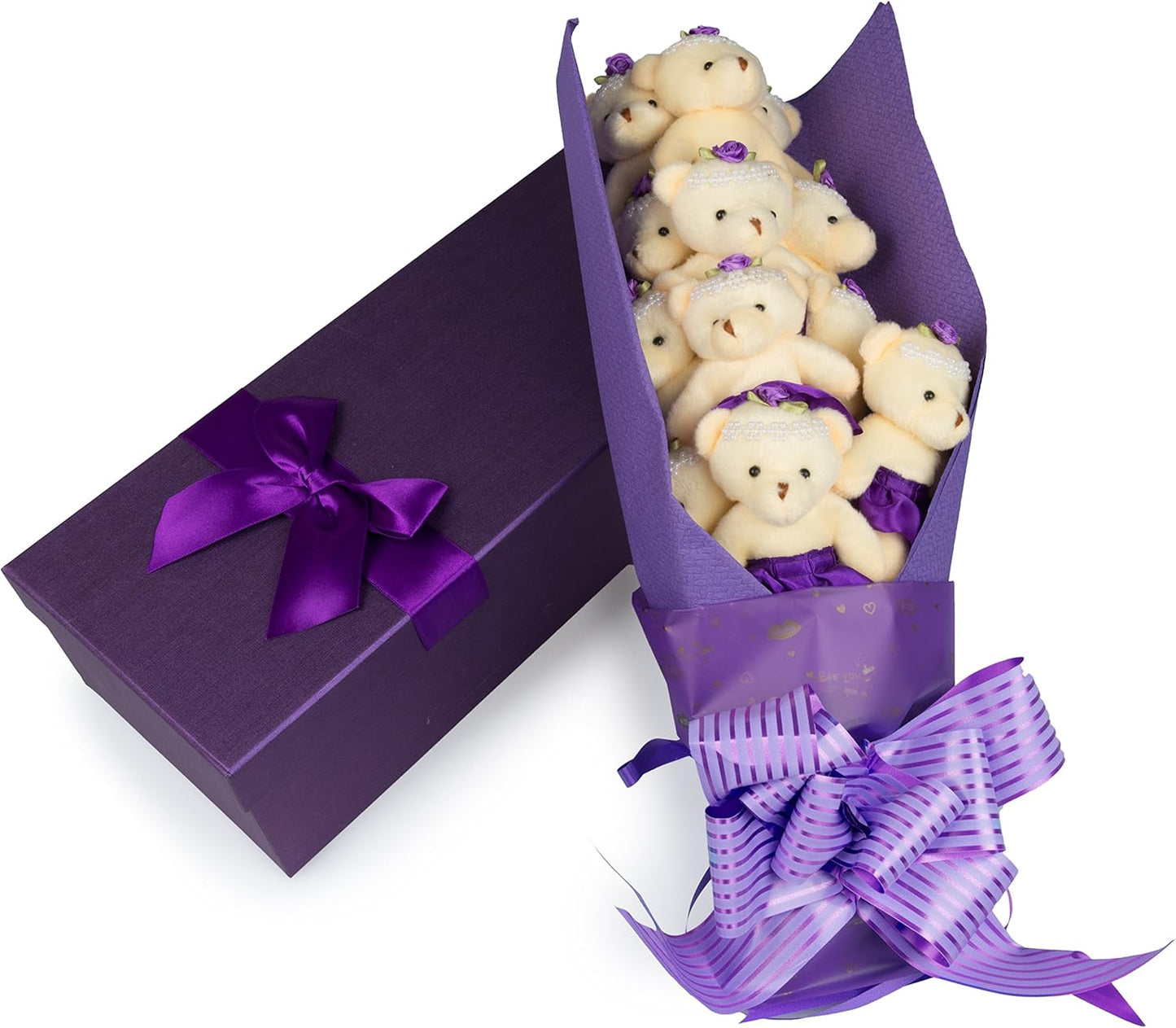 Deluxe Purple Love Bear Bouquet - Adorable Plush Gift Set