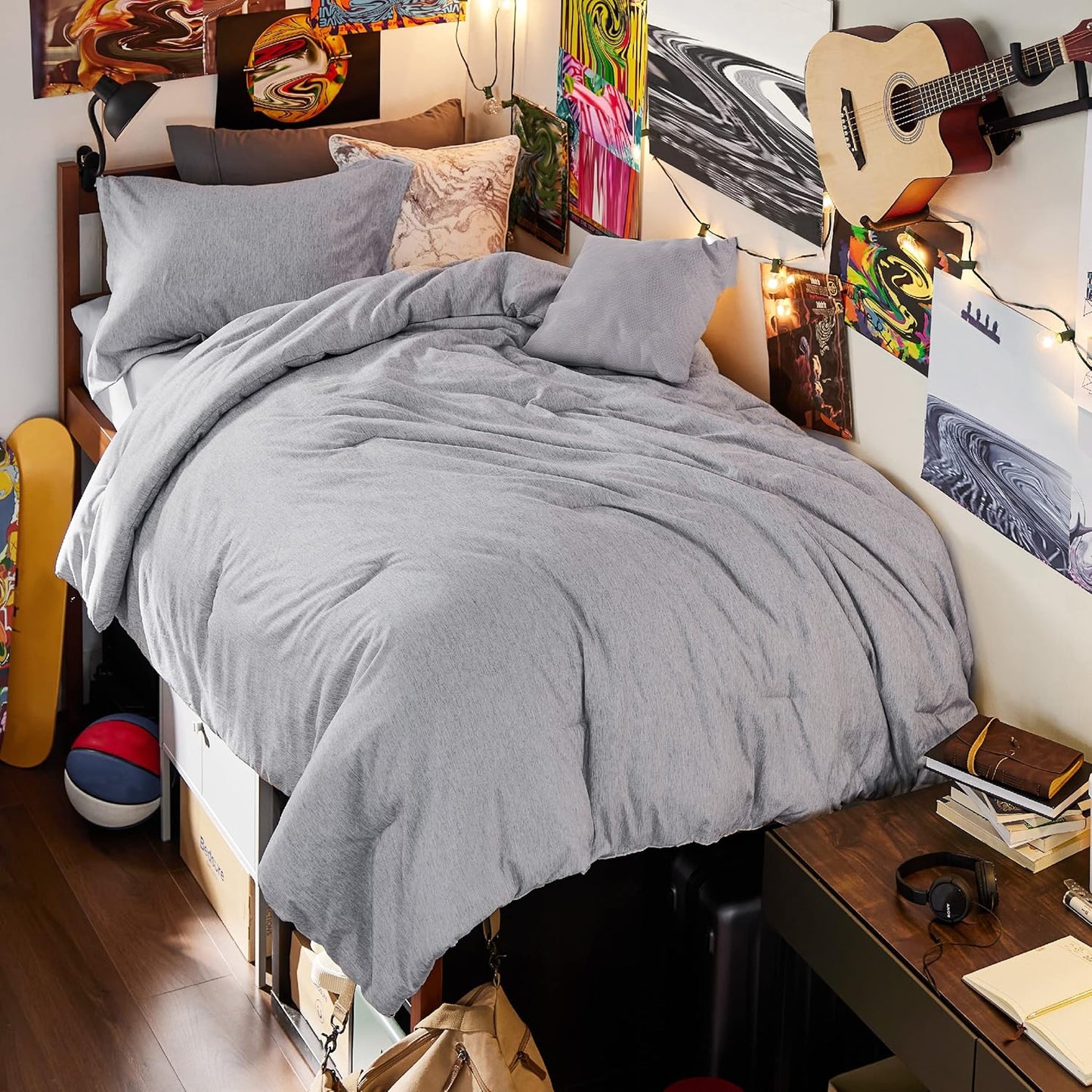 Bedsure Twin/Twin XL Comforter Set - Soft Grey Bedding for All Seasons