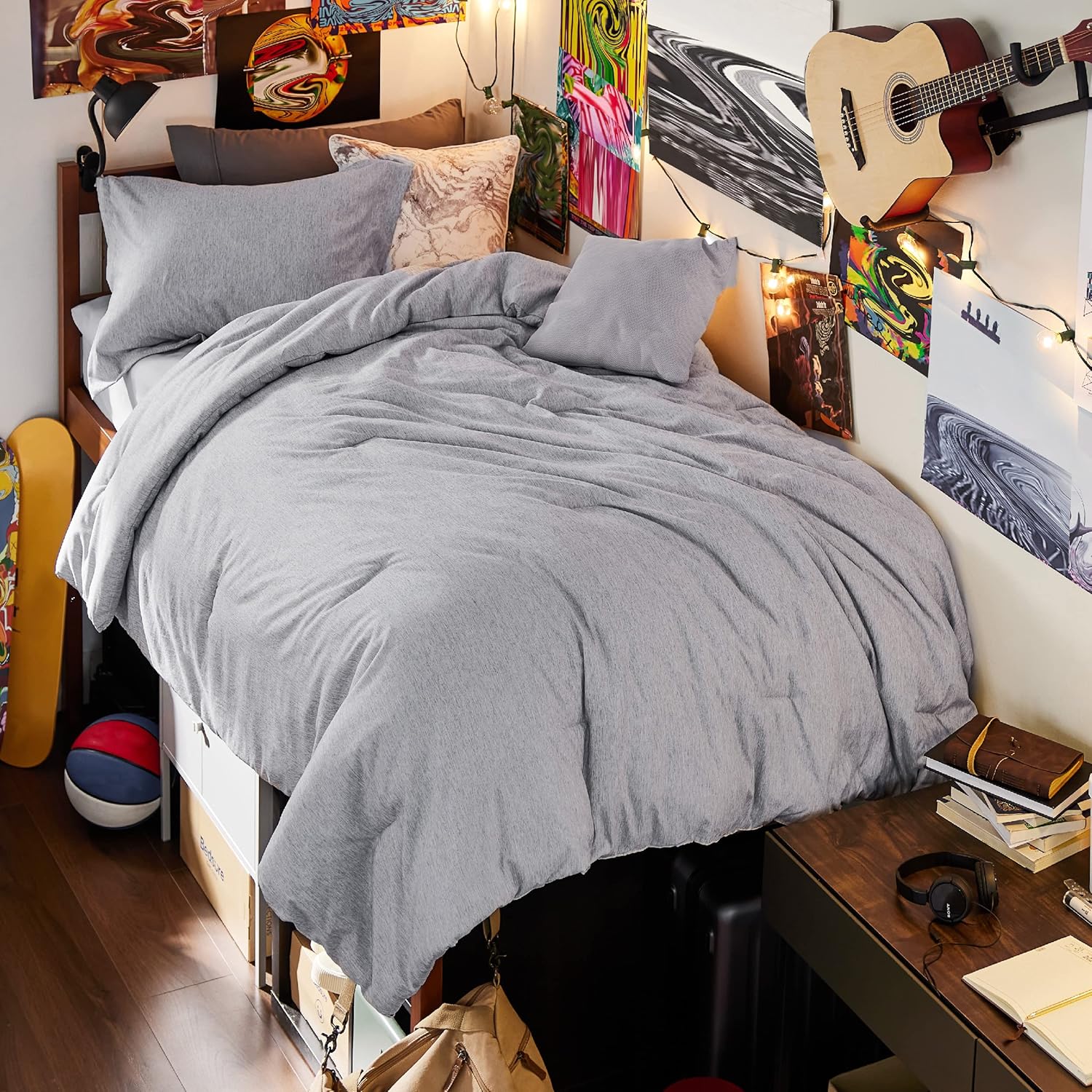 Bedsure Twin/Twin XL Comforter Set - Soft Grey Bedding for All Seasons