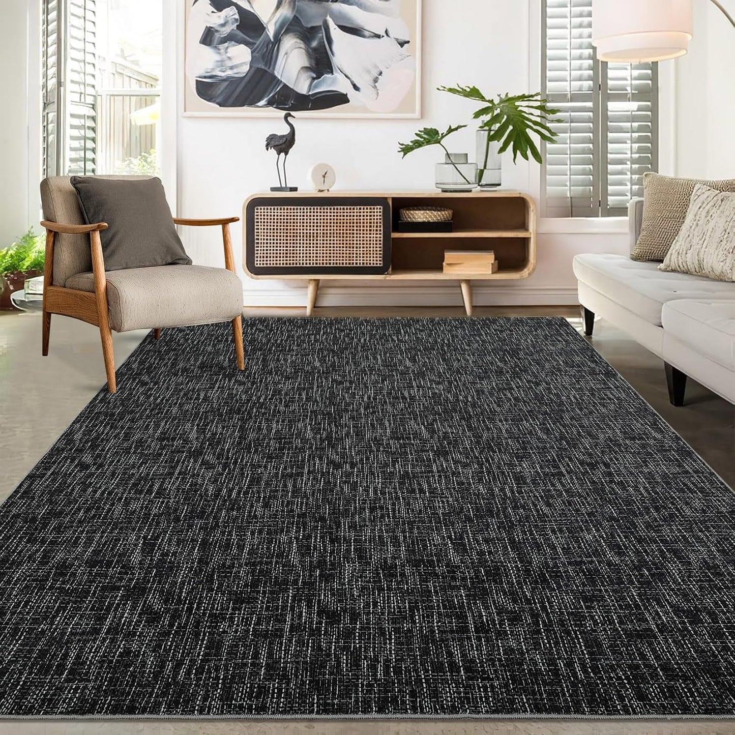 Washable Rug 10x13 for Living Room Modern Abstract Design