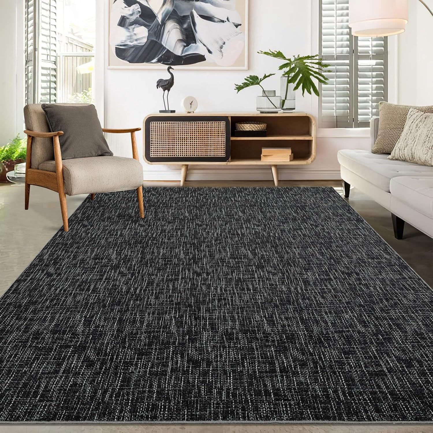 Washable Rug 10x13 for Living Room Modern Abstract Design