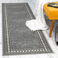 Bordered Runner Rug 2x7 Non-Skid Low Profile Pile - Stylish Hallway