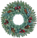 26 in Pre-lit Blue Spruce Artificial Christmas Wreath with Lights