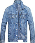 Men's Distressed Denim Jacket Slim Fit Trucker - Vintage Style