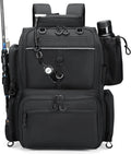 Fishing Tackle Backpack 42L with Rod Holders - Durable 1600D Oxford