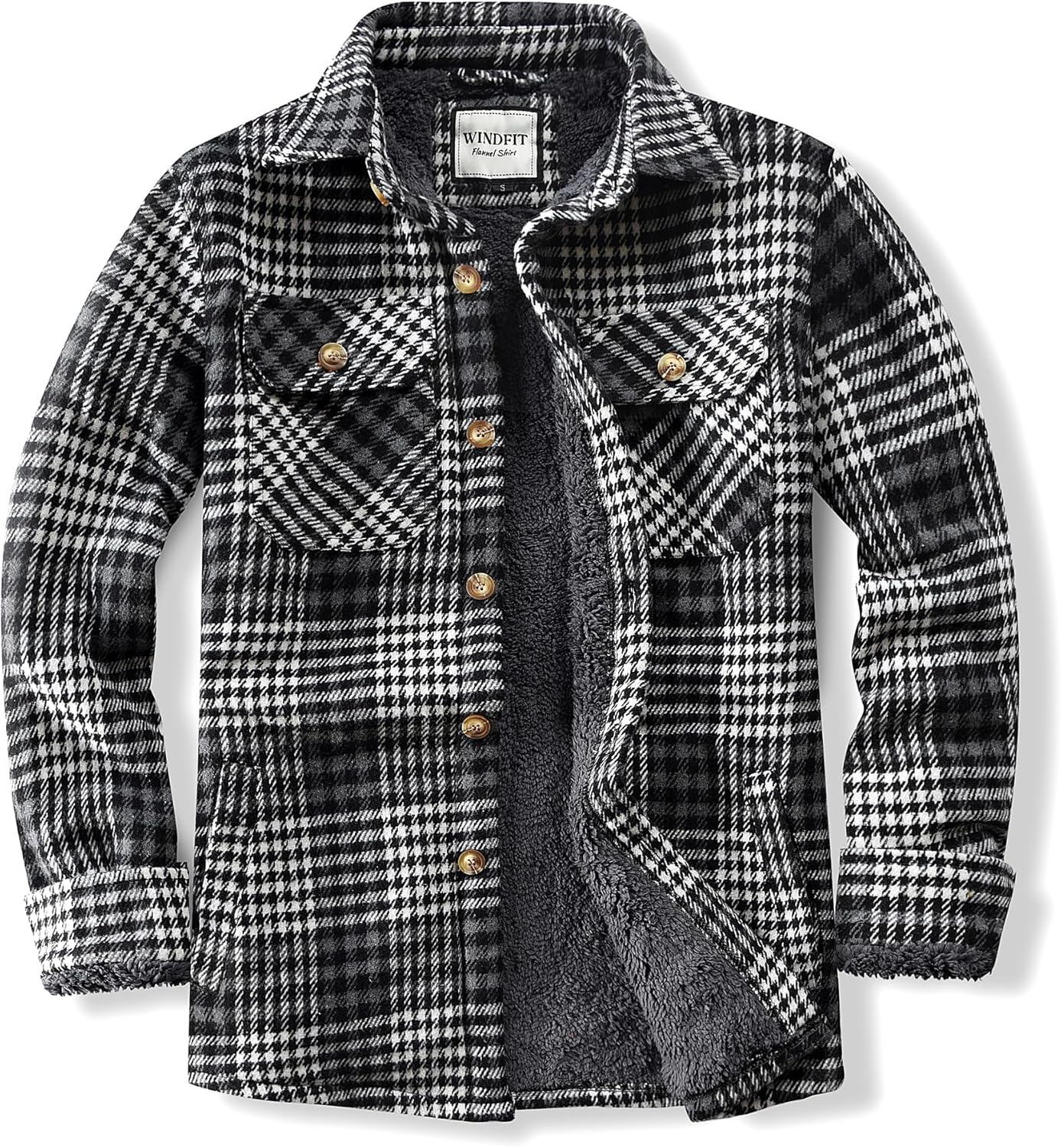 Men's Cotton Sherpa Lined Flannel Shirt Jacket for Comfort