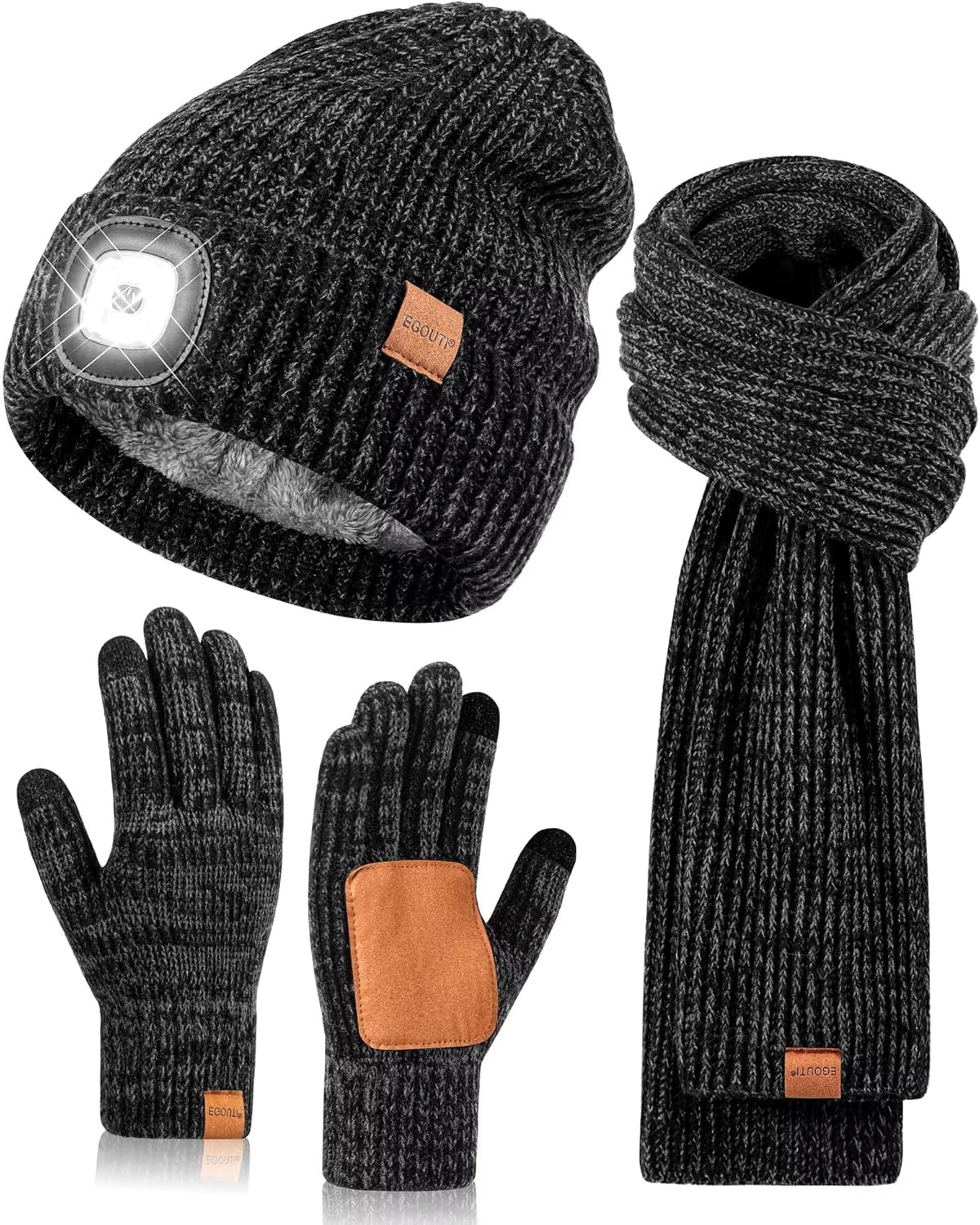LED Beanie Gloves Scarf Set for Winter Activities and Gifts
