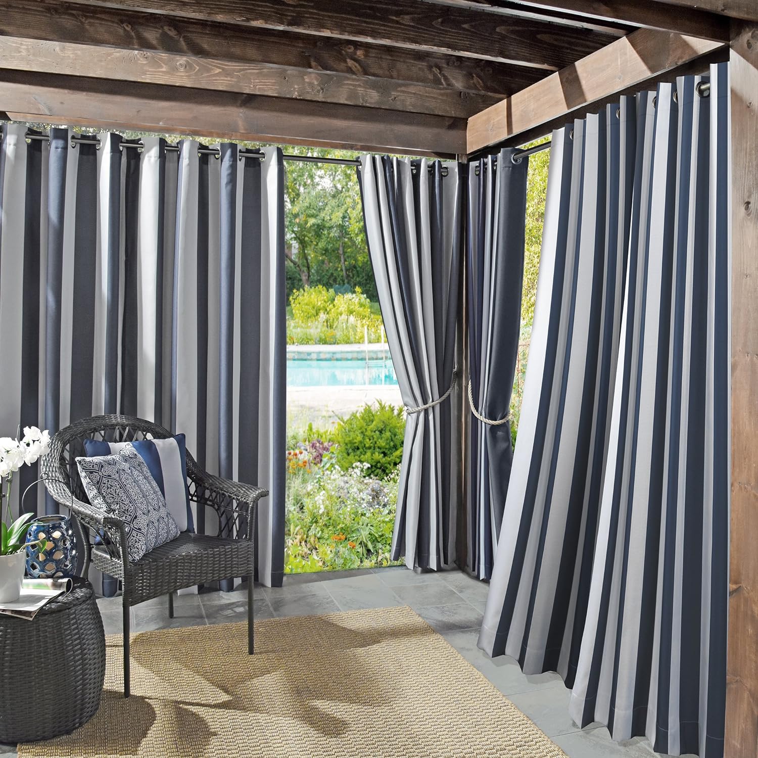 Sun Zero Valencia Grommet Curtain Panel Pair for Indoor/Outdoor