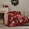 Christmas Throw Blanket Gingerbread Man Reversible Knit - Cozy 50x60