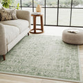 Sage Green Area Rug 4x6 Washable Vintage Distressed Carpet