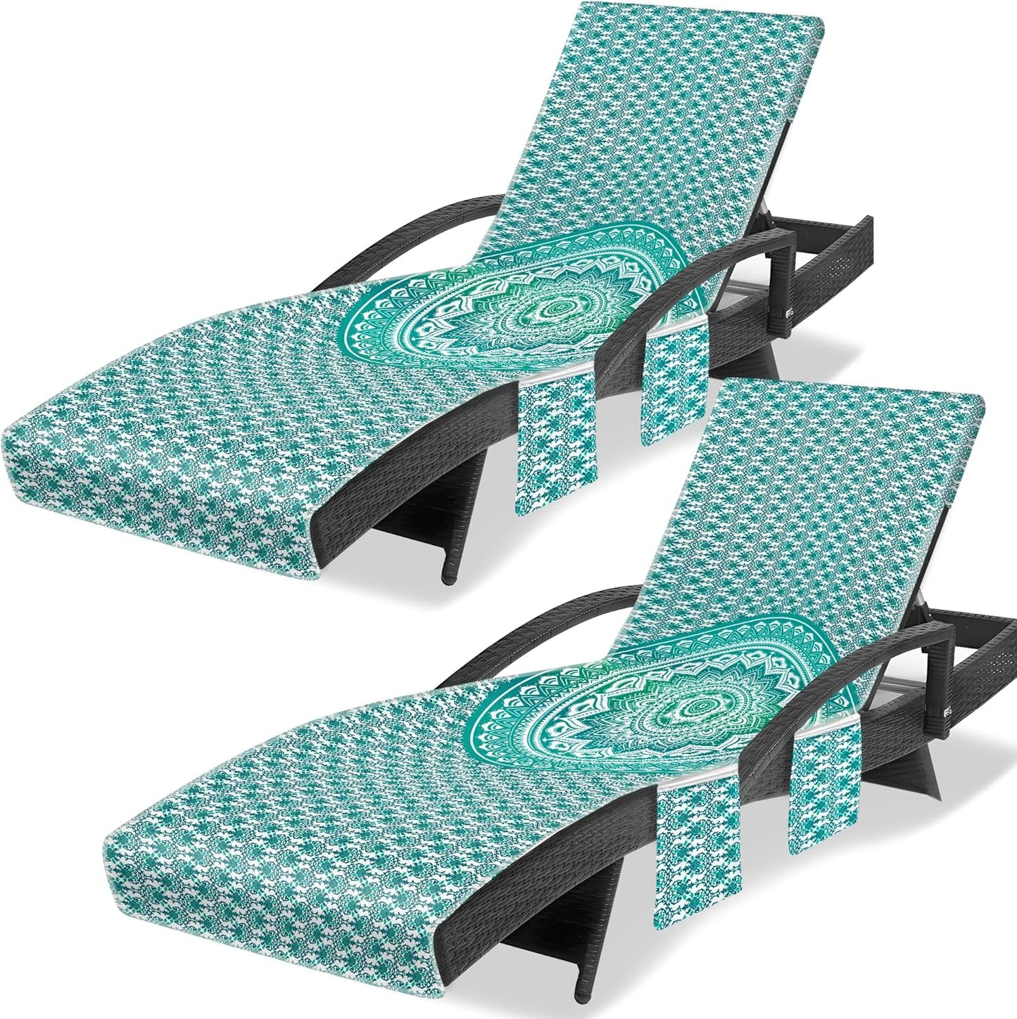 Lounge Chair Towel Cover Set of 2 for Beach Pool Garden Use