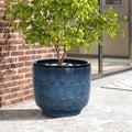 LuxenHome 15.5 in Ocean Blue Ceramic Planter - Large Gradient Pot