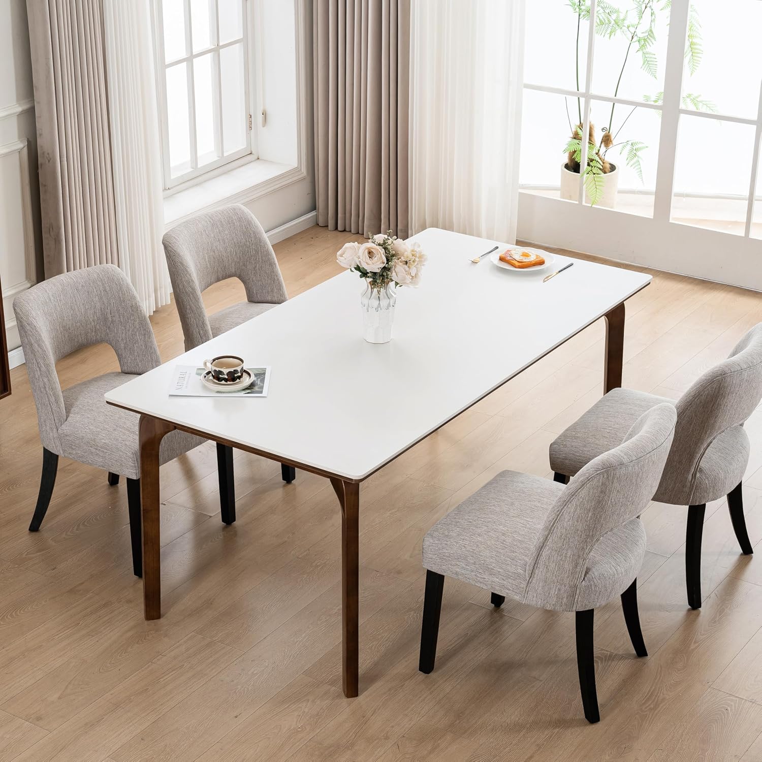 VKNOW Wooden Dining Chairs Set of 4 for Modern Dining Rooms