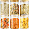 Glass Jars with Airtight Bamboo and Wood Lids - Pantry Storage