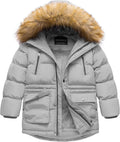 Boy's Winter Parka Water Resistant Hooded Puffer - Warm Fleece
