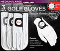 Kirkland Signature Men's Golf Gloves Premium Cabretta Leather 3 Pack